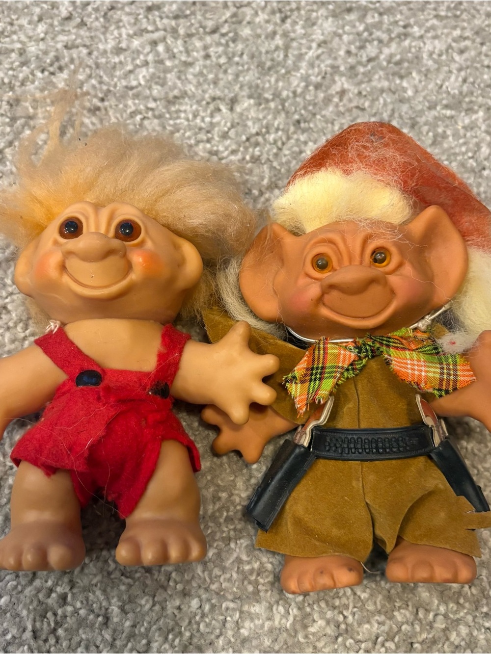 Vintage Troll Dolls 1960s NIK Cowboy Dam Peach Wishnik Uneeda